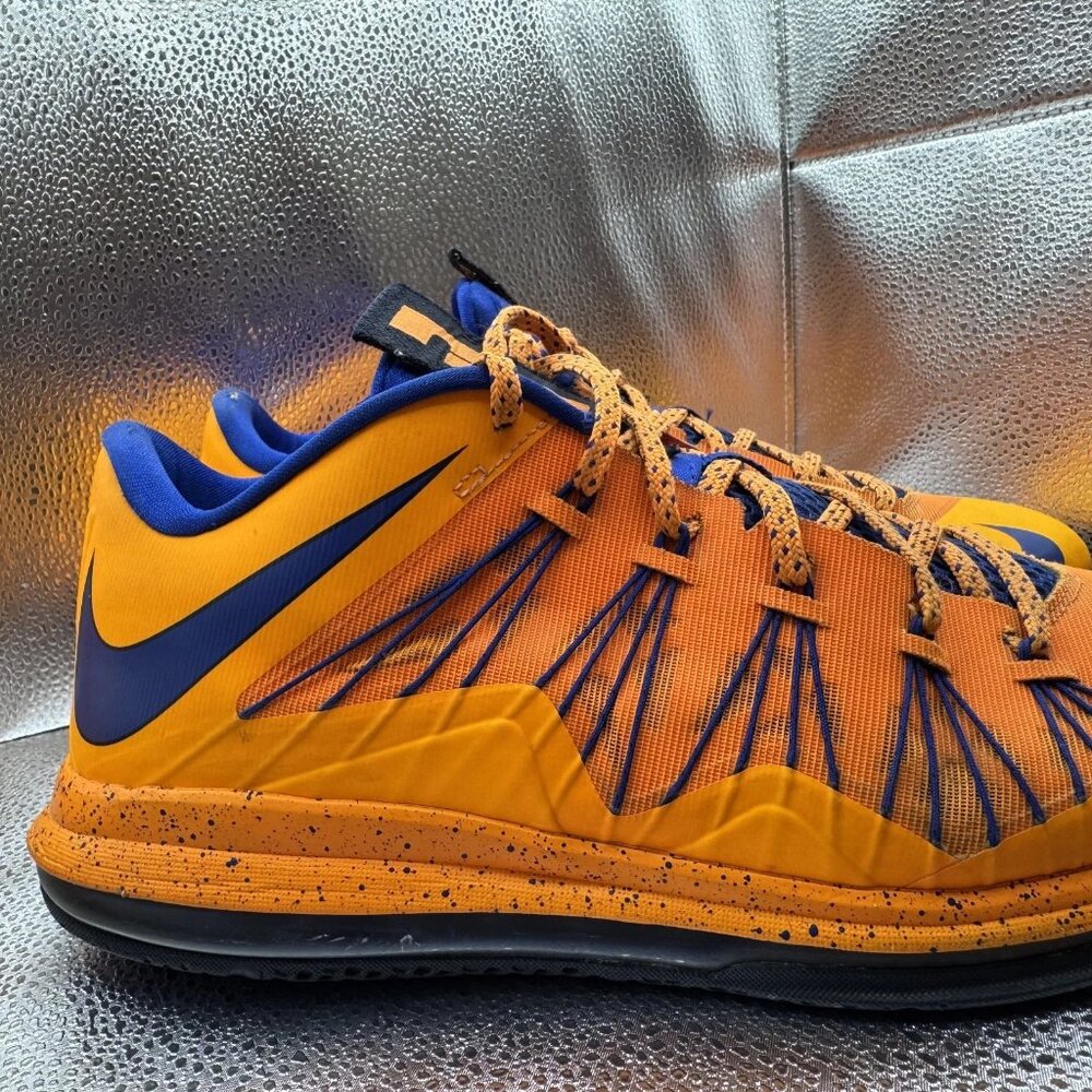 Size - 11.5 Nike Air Max LeBron 10 Low Orange Blue Mens Sneakers 579765-800 - Picture 2 of 11